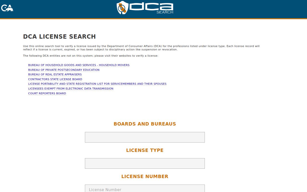 Desert Hot Springs people search California DCA license lookup